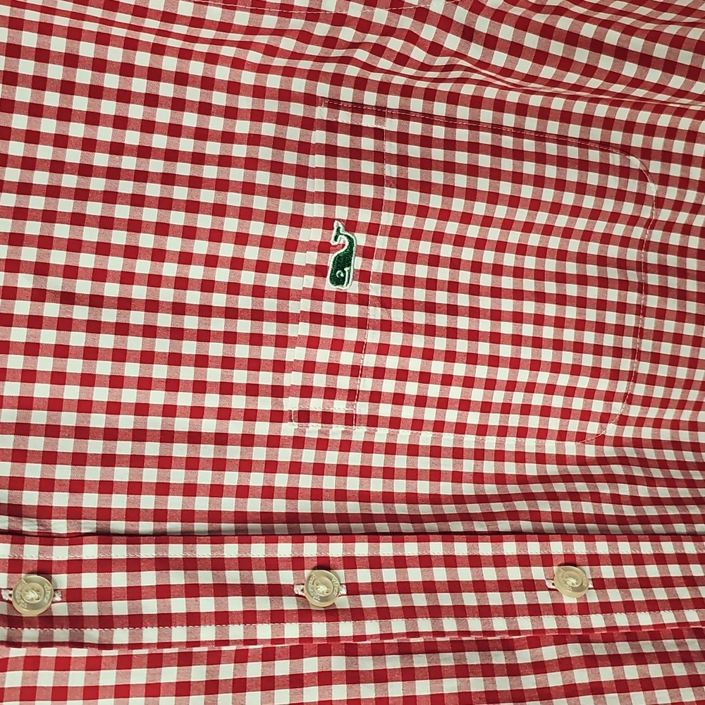 Vineyard Vines Men's Medium Red Check Plaid & Ralph Lauren Peach Button Down - Picture 3 of 16